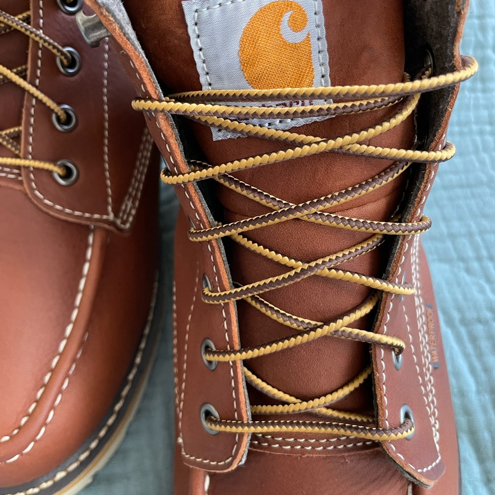 NEW 10.5 WIDE Carhartt Men's 6" Waterproof Moc Toe Casual Wedge Work Boot, Tan - Picture 12 of 13
